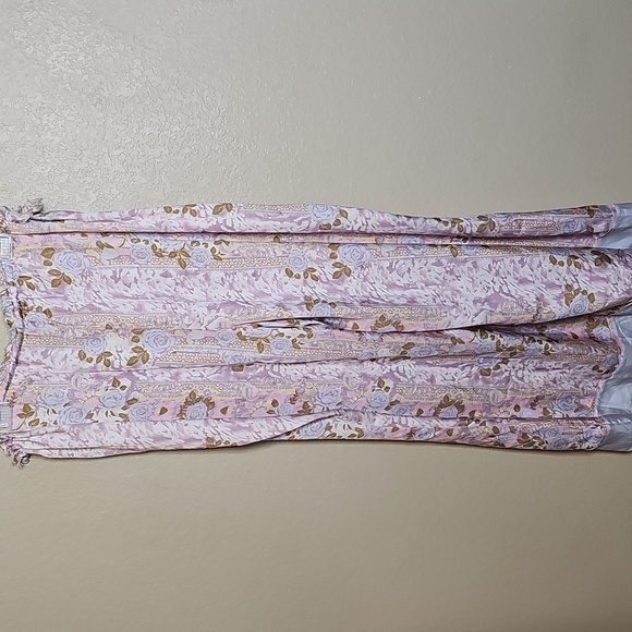 Free People XL Dreamy Days Wide Leg Lounge Pants Lilac Rose Print Floral Satin - Picture 6 of 9